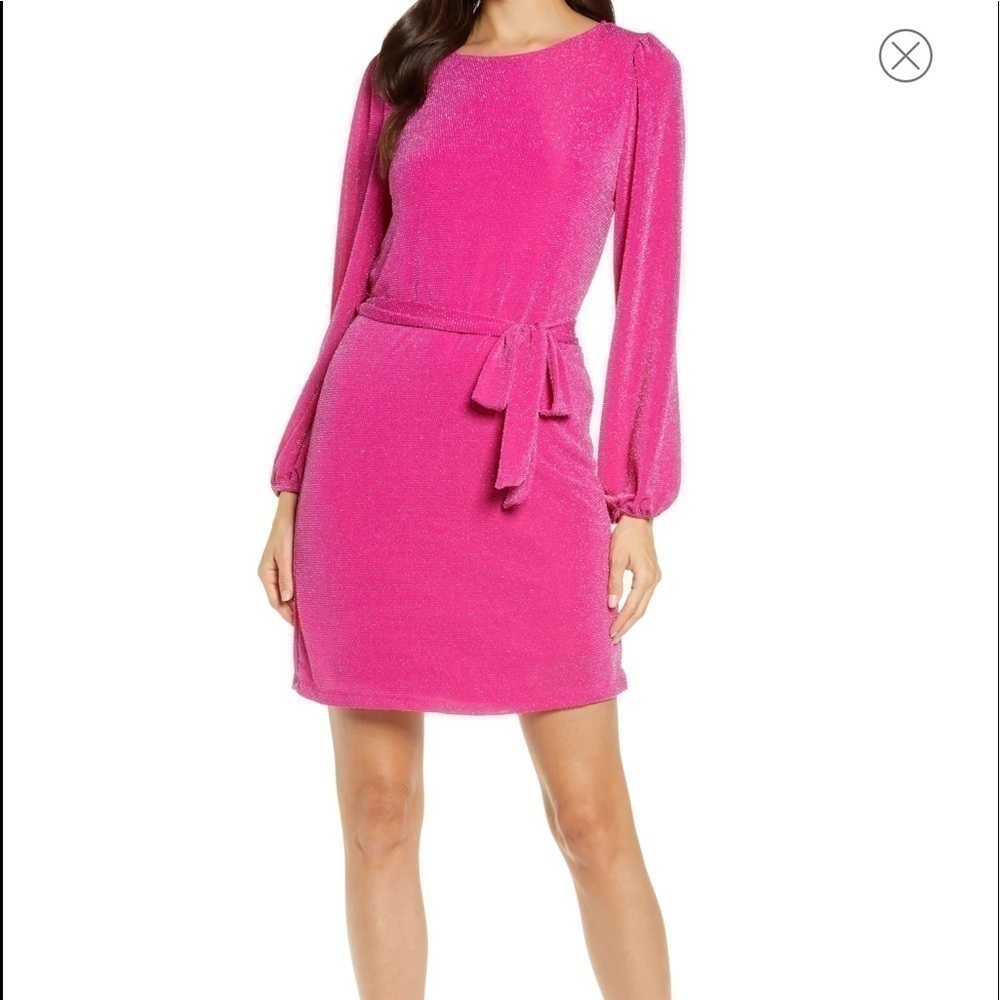 Metallic Long Sleeve Tie Waist Dress
FRAICHE BY J